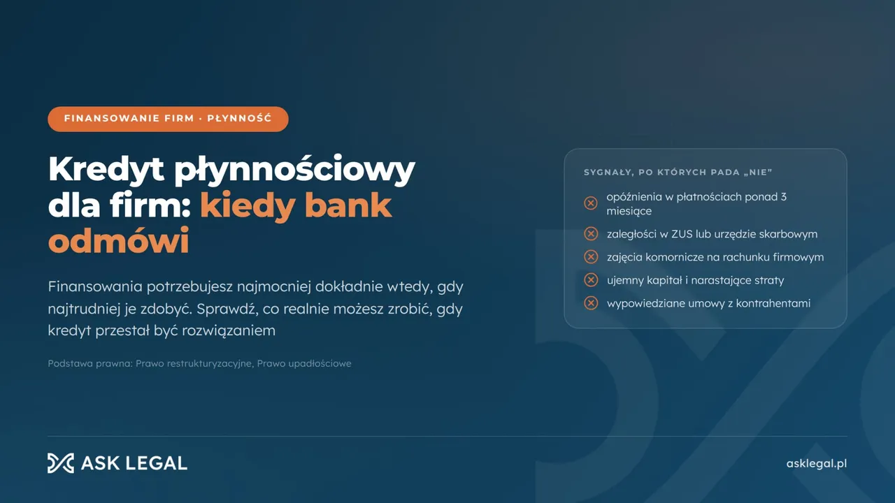 Kredyt płynnościowy dla firm: kiedy bank odmówi